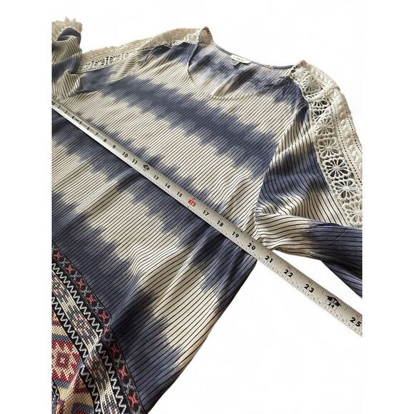 JODIFL Women’ Medium Blouse Boho Tassels Blue/ White Hippy Loose Fringe Bohemian - Picture 5 of 11